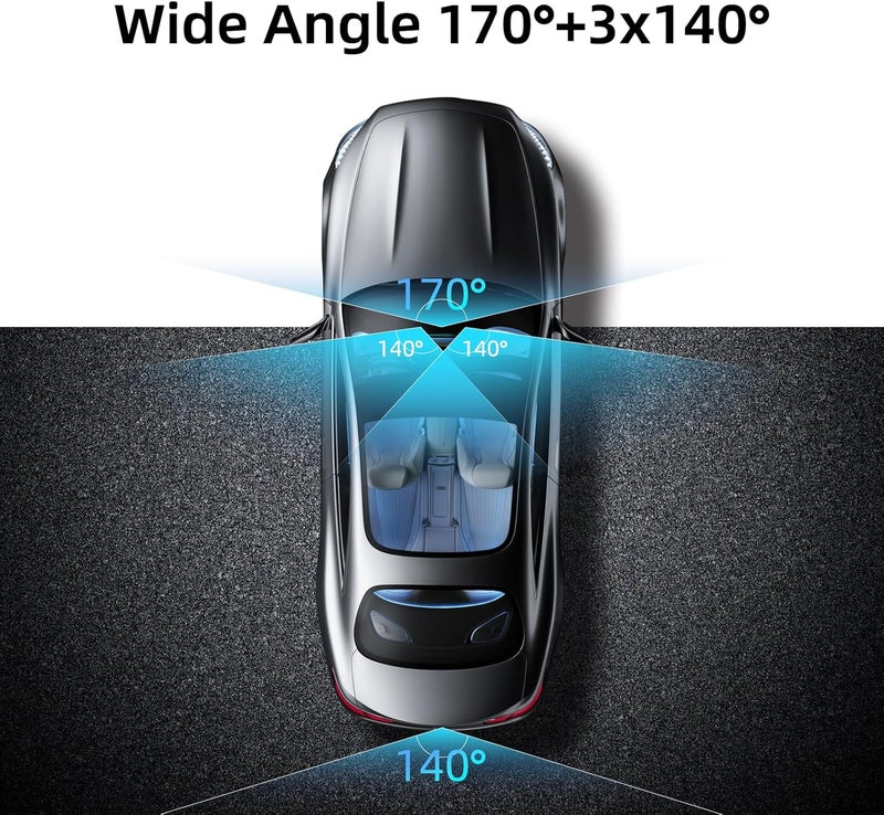 Gloryes 360 Dash Cam Front and Rear Inside,4 Channel Dash Cam 2025,2.5K+1080Px3 Dash Camera for Cars 24/7 Night Vision,360 Car Camera Built-in GPS,5G WiFi,Loop Recording,Parking Mode Free 128GB Card - Image 4